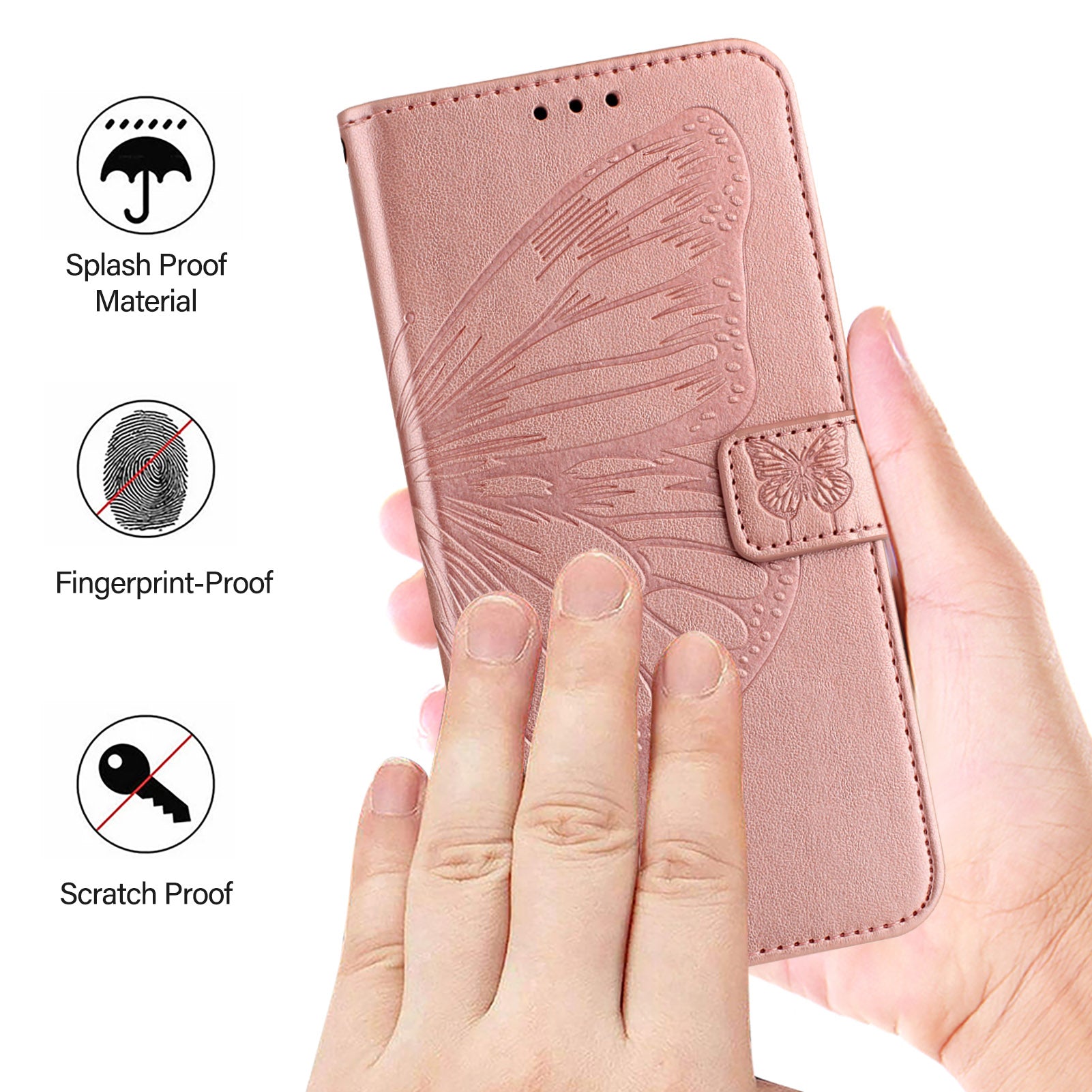 YB Imprinting Series-4 For Nothing Phone (2a) Case with Hand Strap Wallet Leather Phone Cover - Rose Gold