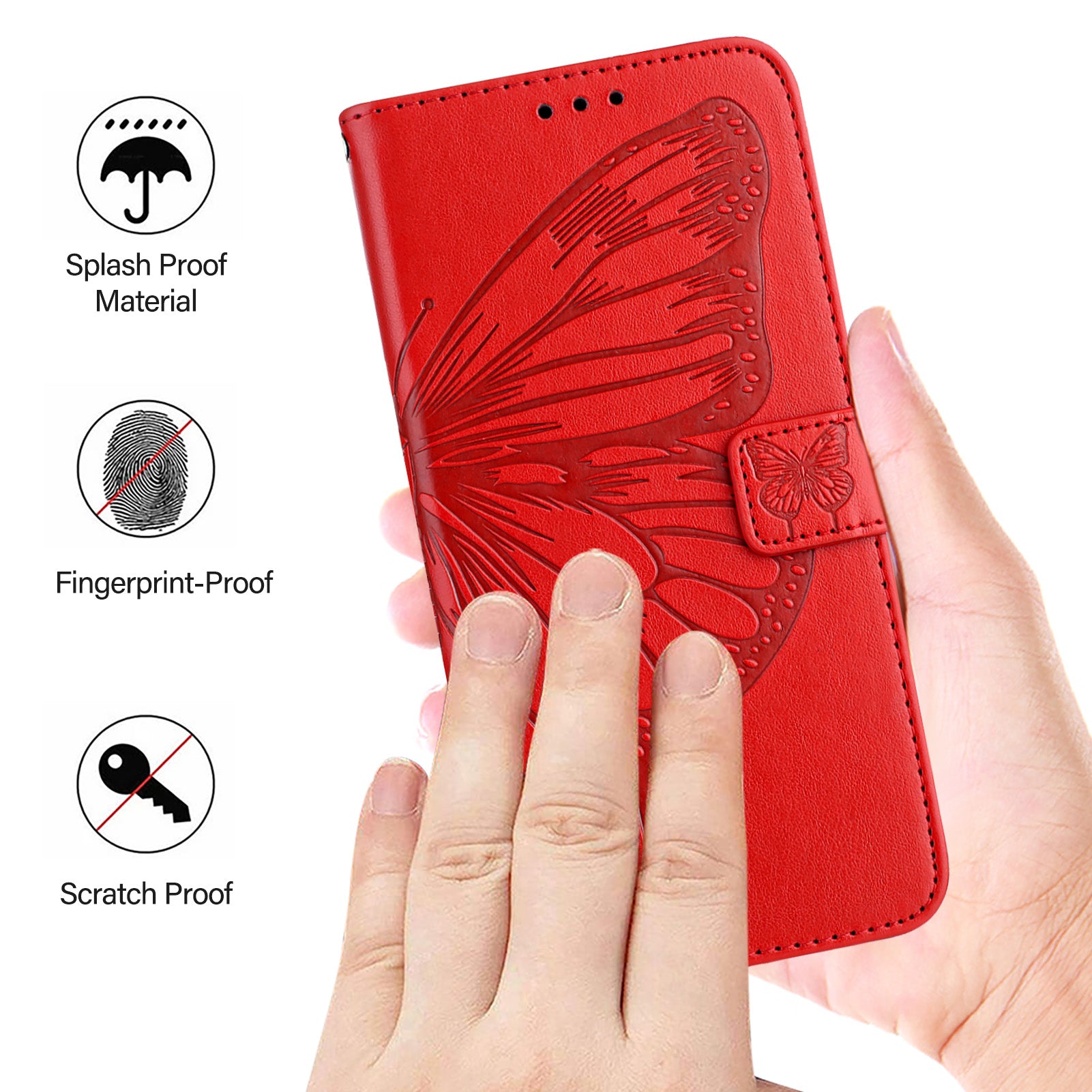 YB Imprinting Series-4 For Nothing Phone (2a) Case with Hand Strap Wallet Leather Phone Cover - Red