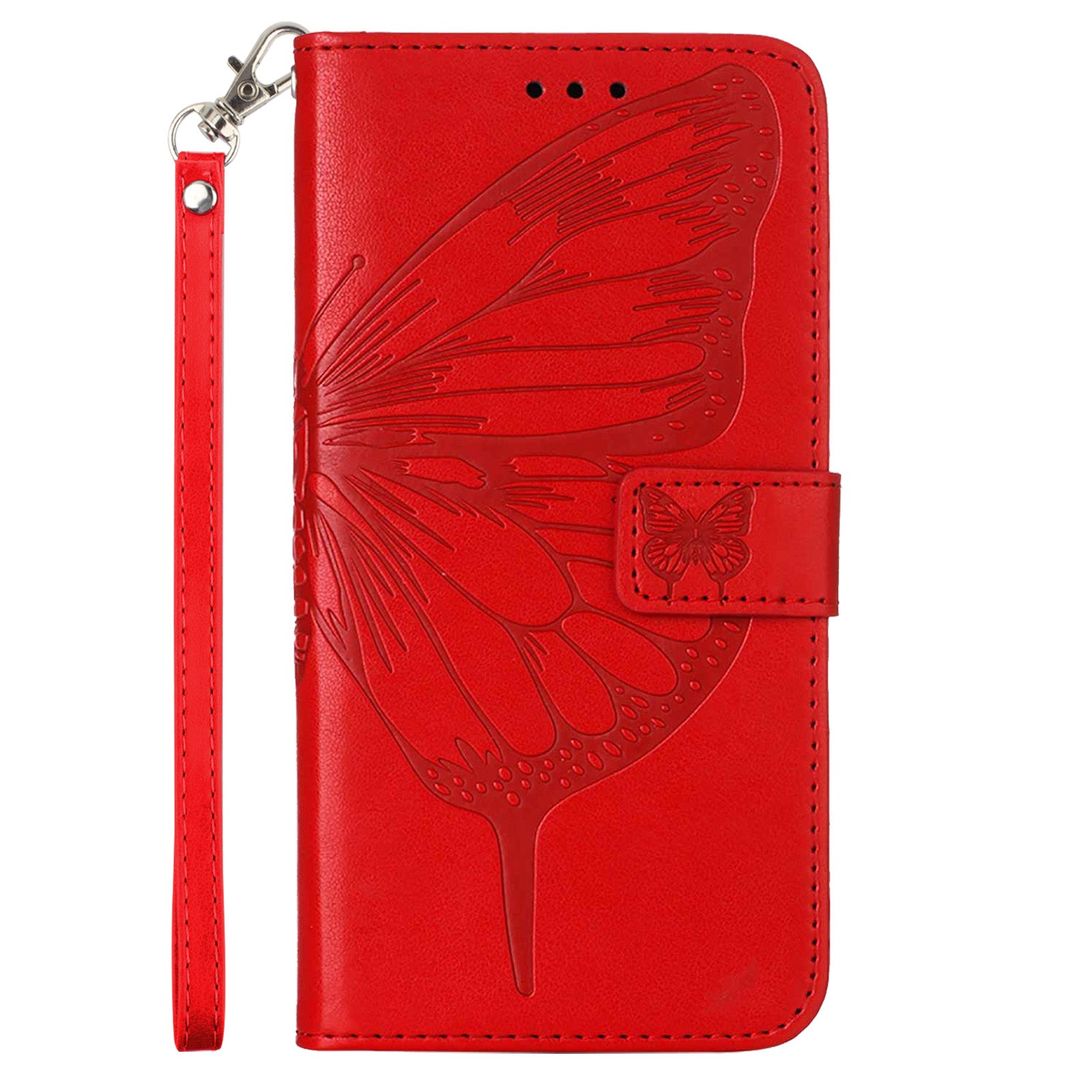 YB Imprinting Series-4 For Nothing Phone (2a) Case with Hand Strap Wallet Leather Phone Cover - Red