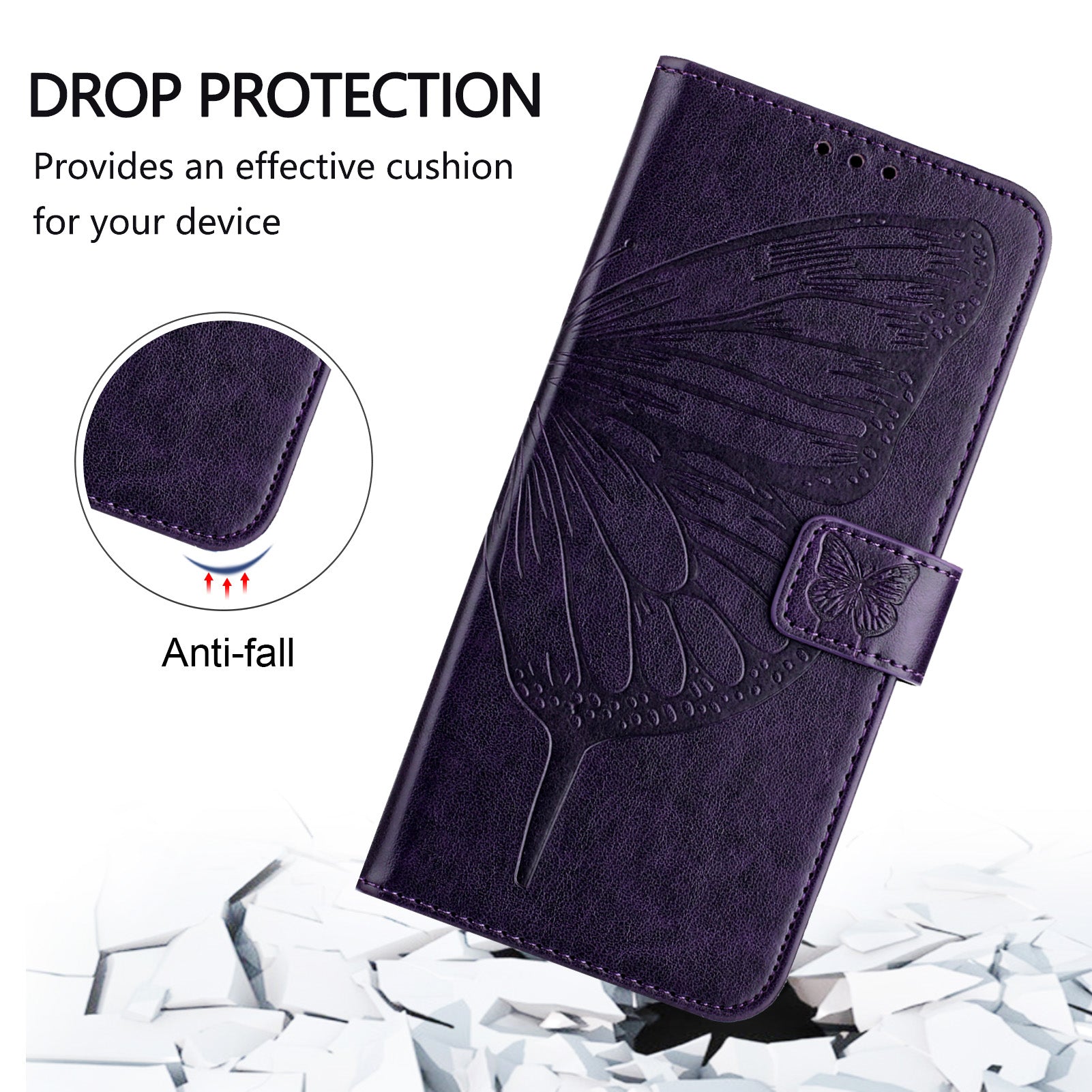 YB Imprinting Series-4 For Nothing Phone (2a) Case with Hand Strap Wallet Leather Phone Cover - Dark Purple