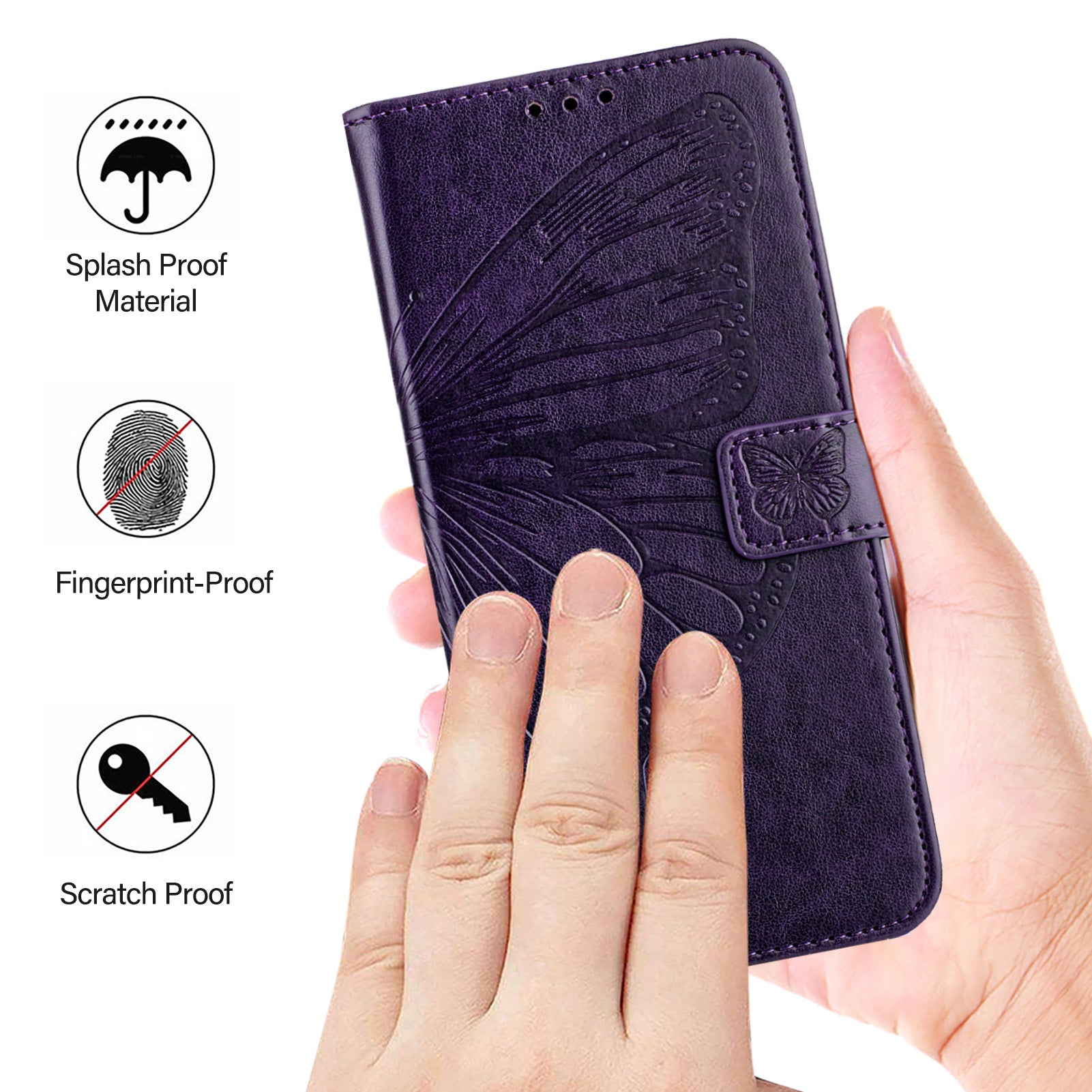 YB Imprinting Series-4 For Nothing Phone (2a) Case with Hand Strap Wallet Leather Phone Cover - Dark Purple