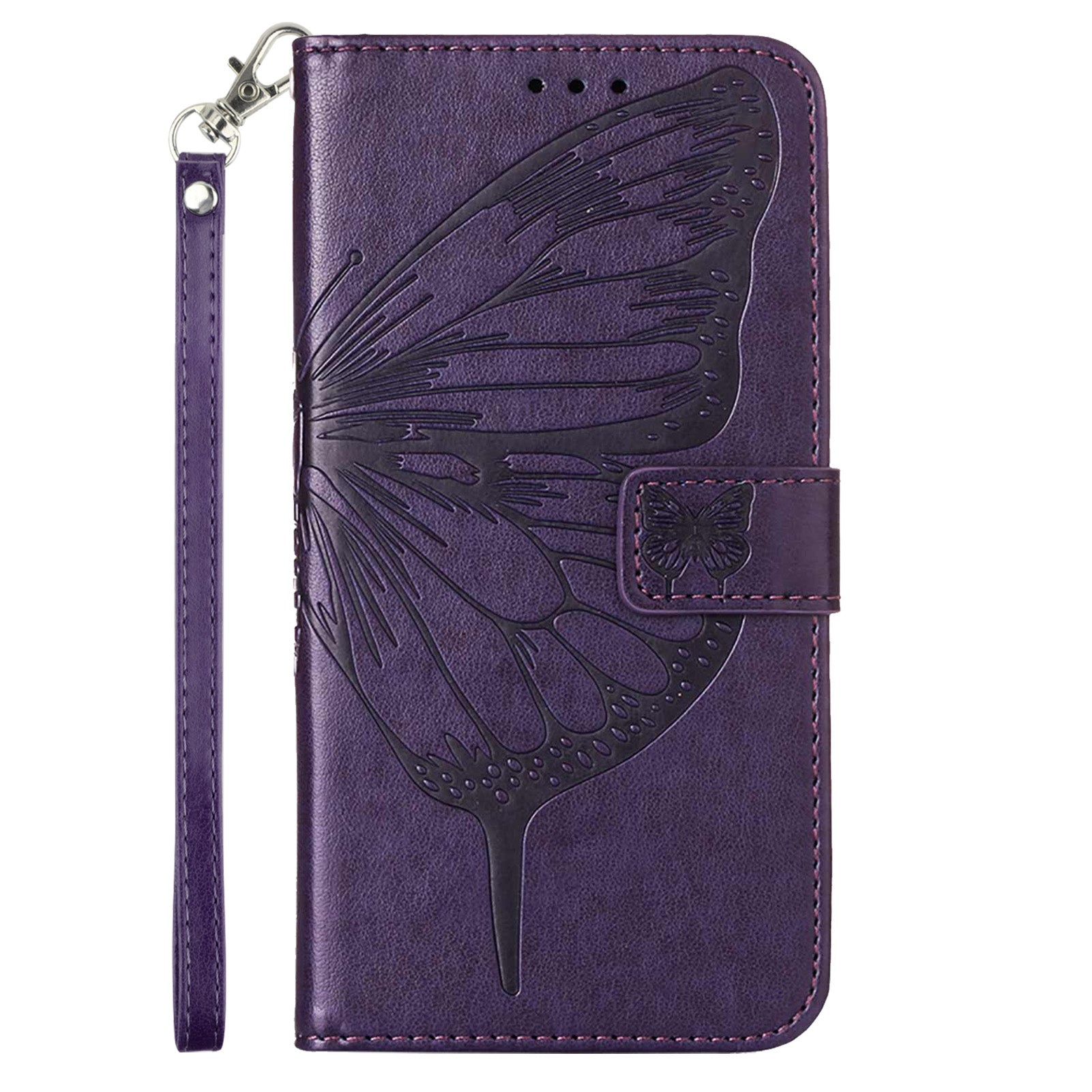 YB Imprinting Series-4 For Nothing Phone (2a) Case with Hand Strap Wallet Leather Phone Cover - Dark Purple