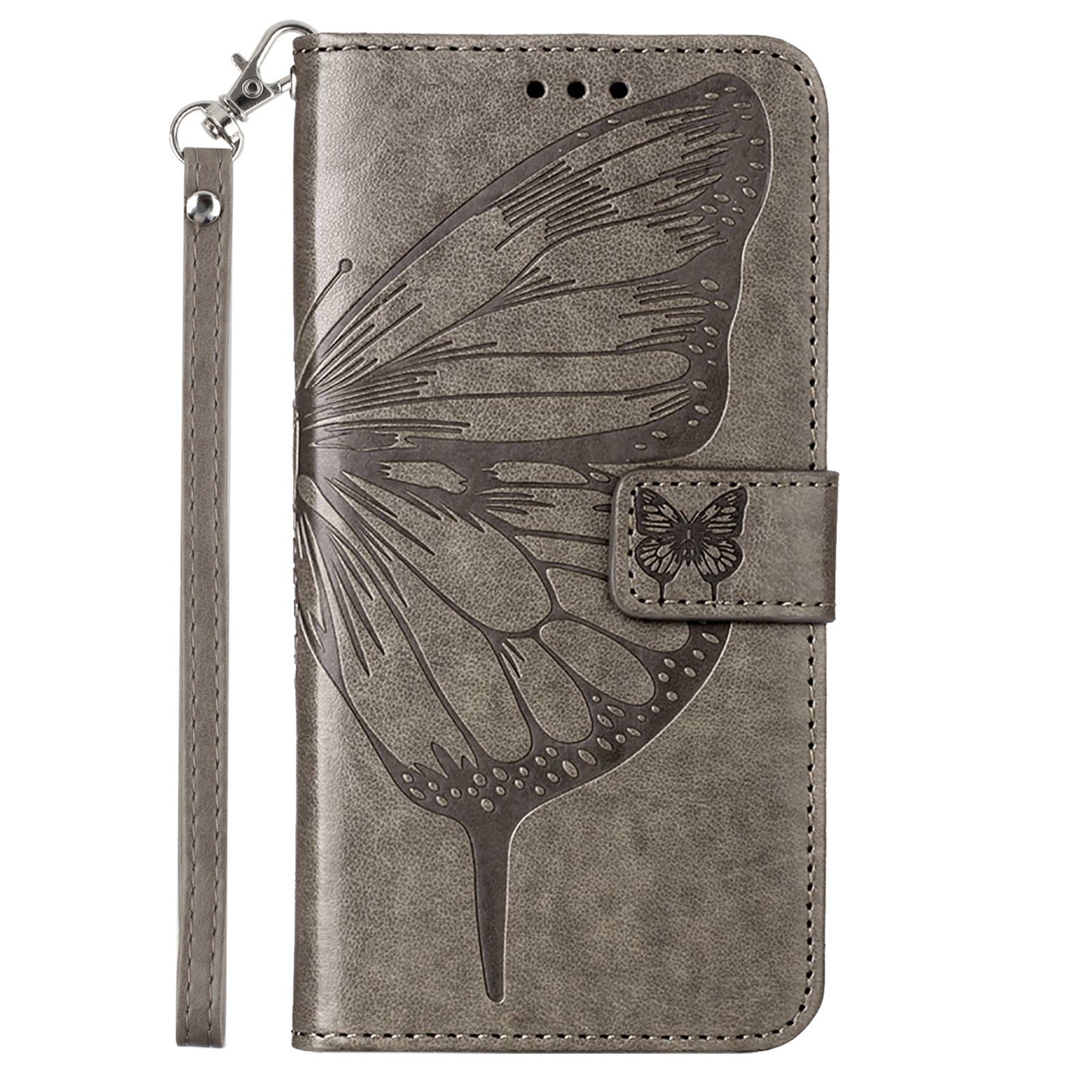 YB Imprinting Series-4 For Nothing Phone (2a) Case with Hand Strap Wallet Leather Phone Cover - Grey