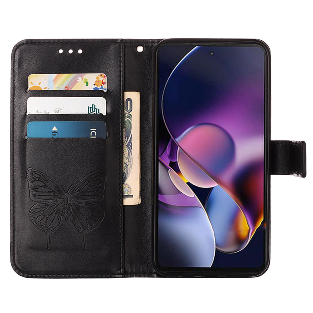 YB Imprinting Series-4 For Nothing Phone (2a) Case with Hand Strap Wallet Leather Phone Cover - Black