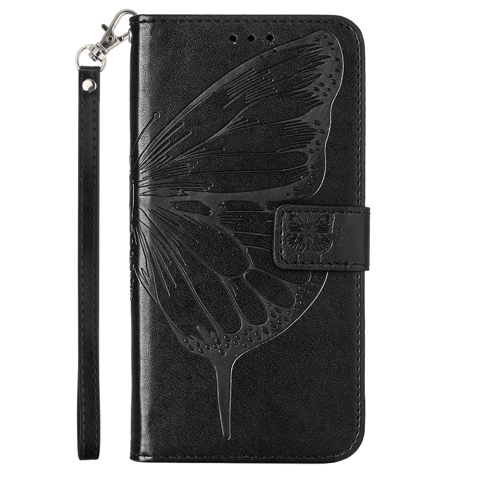 YB Imprinting Series-4 For Nothing Phone (2a) Case with Hand Strap Wallet Leather Phone Cover - Black