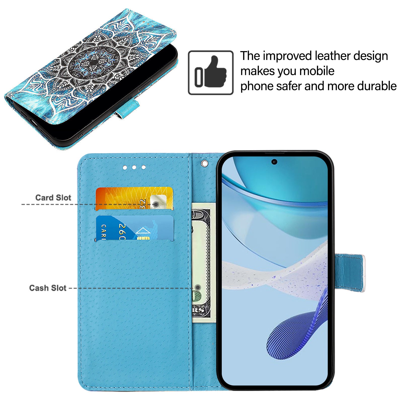 YB Pattern Printing Leather Series-4 for Nothing Phone (2a) Case Stand Leather Flip Phone Cover - Mandala Flower