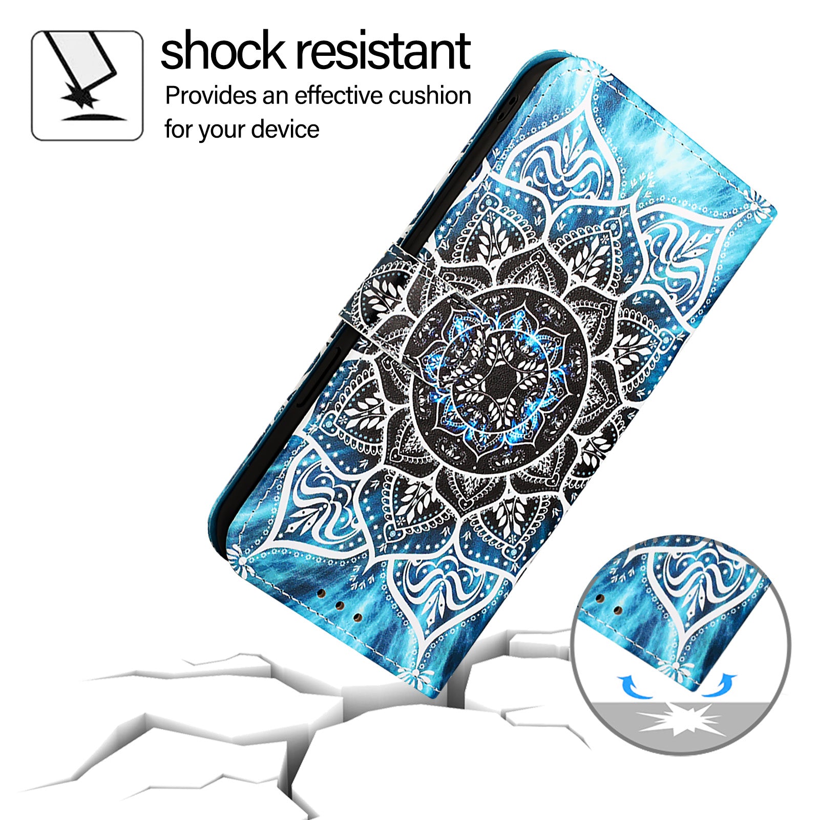 YB Pattern Printing Leather Series-4 for Nothing Phone (2a) Case Stand Leather Flip Phone Cover - Mandala Flower