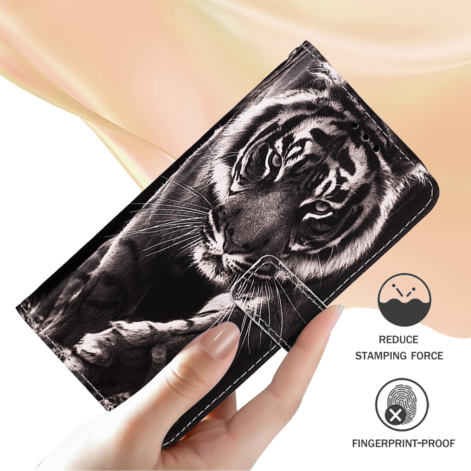 YB Pattern Printing Leather Series-4 for Nothing Phone (2a) Case Stand Leather Flip Phone Cover - Tiger