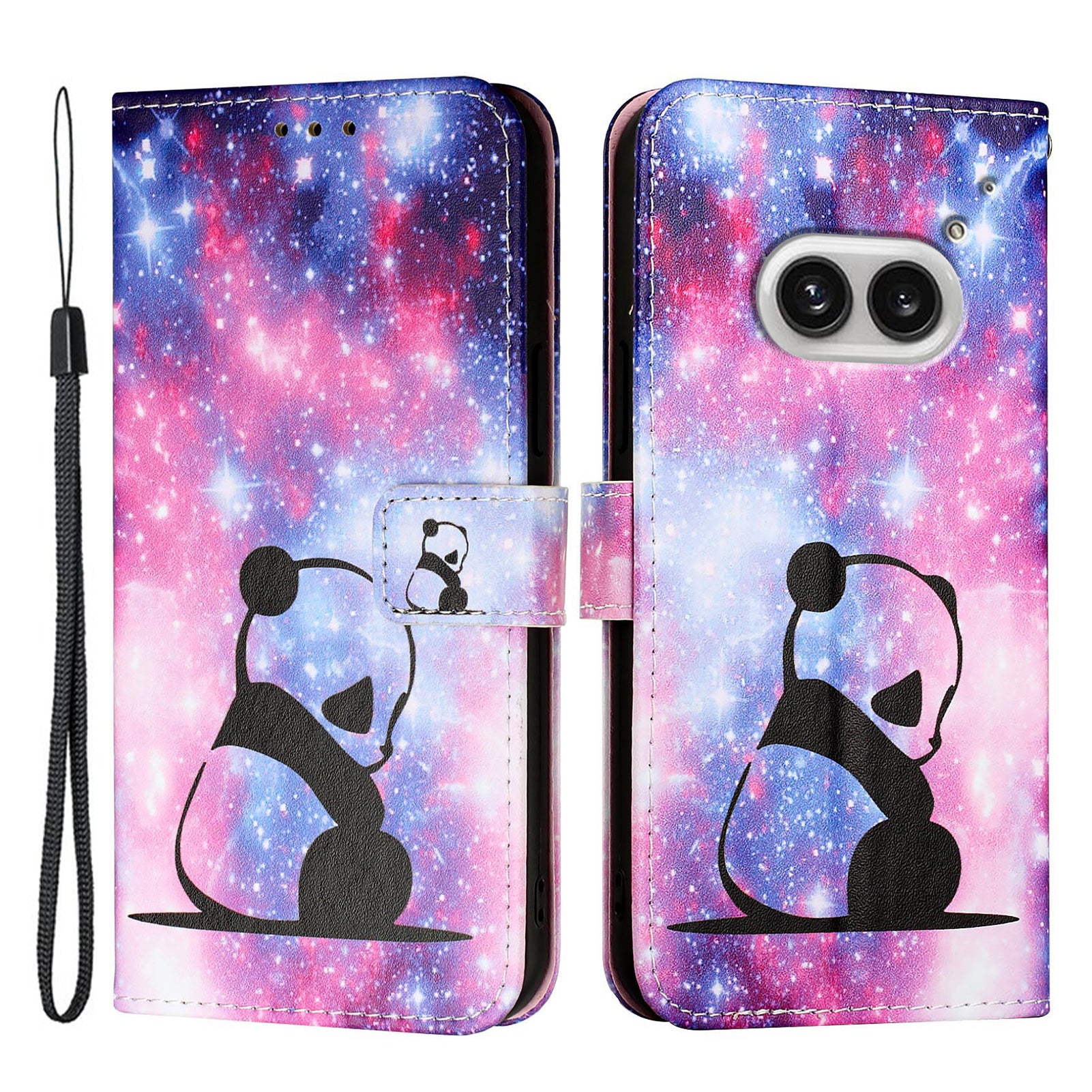 YB Pattern Printing Leather Series-4 for Nothing Phone (2a) Case Stand Leather Flip Phone Cover - Baby Panda