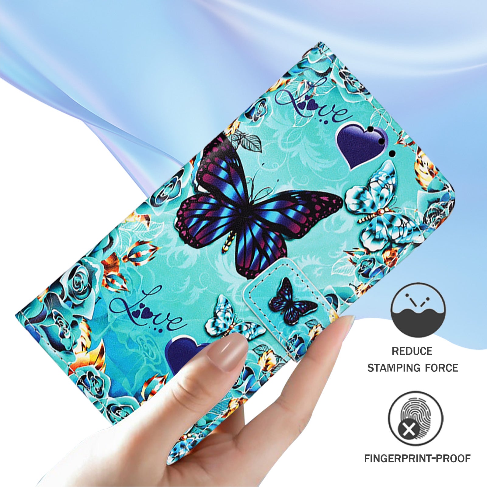 YB Pattern Printing Leather Series-4 for Nothing Phone (2a) Case Stand Leather Flip Phone Cover - Butterfly and Heart