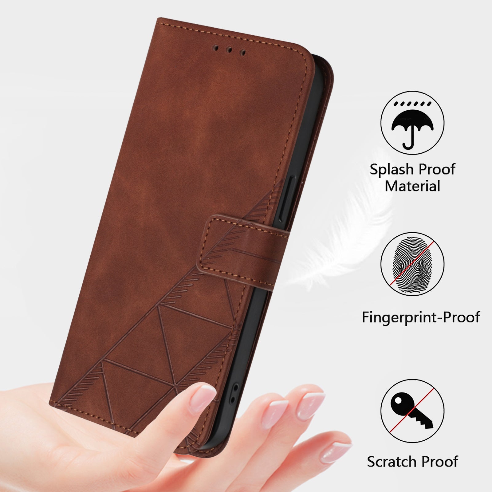 YB Imprinting Series-1 For Nothing Phone (2a) Wallet Case Imprinted Leather Phone Cover with Strap - Brown