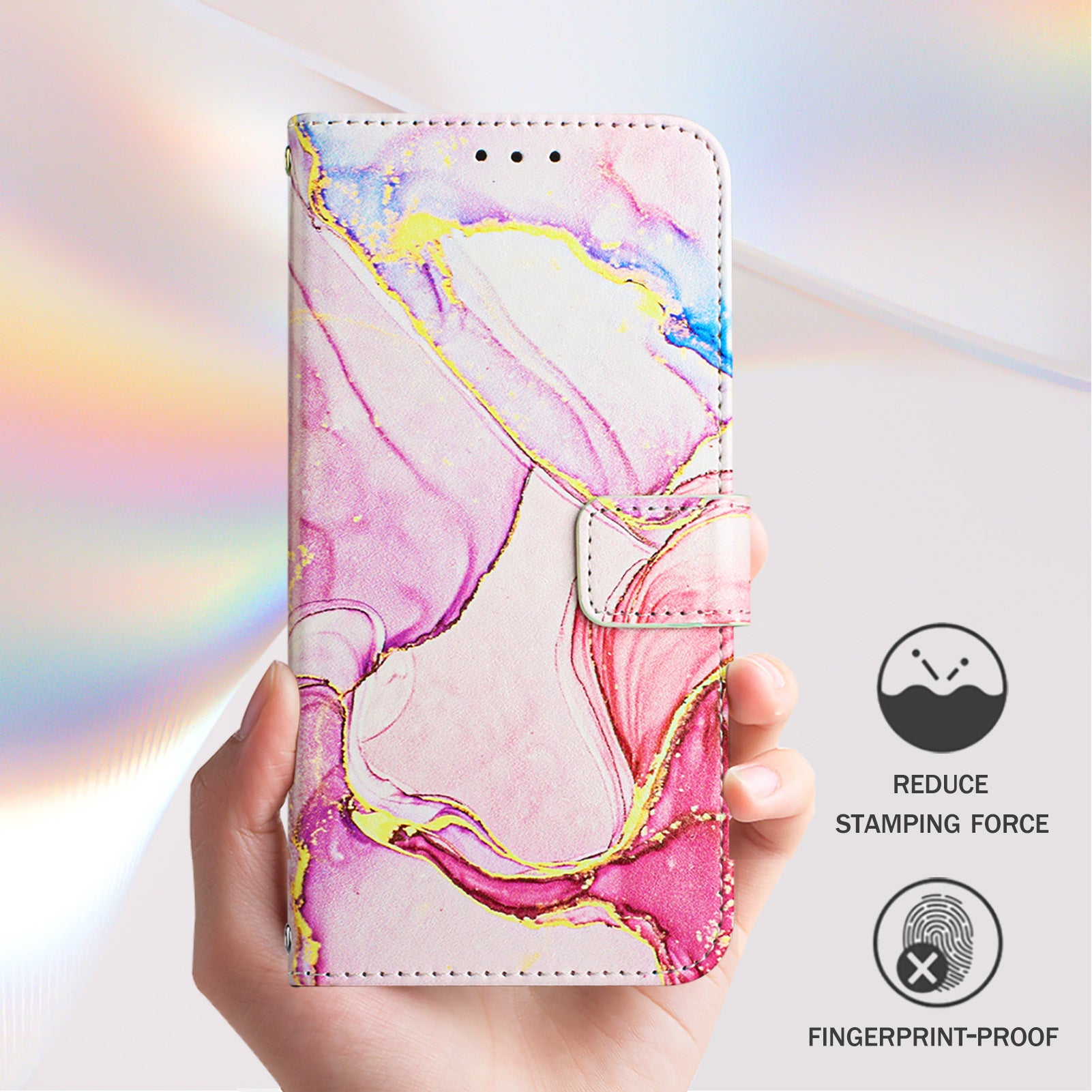 YB Pattern Printing Leather Series-6 For Nothing Phone (2a) Phone Wallet Case with Shoulder Strap - Rose Gold LS005