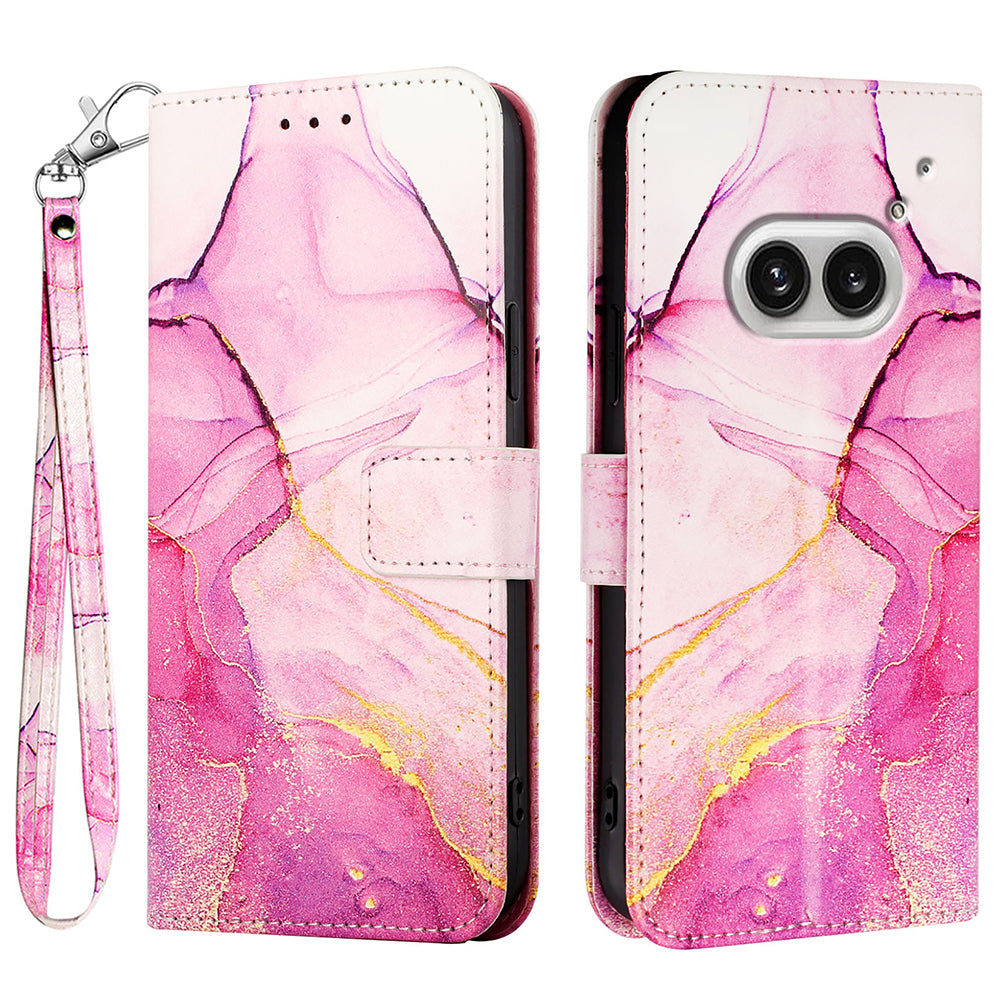 YB Pattern Printing Leather Series-5 For Nothing Phone (2a) Leather Case Wallet Stand Phone Cover - Pink+Purple+Gold LS001