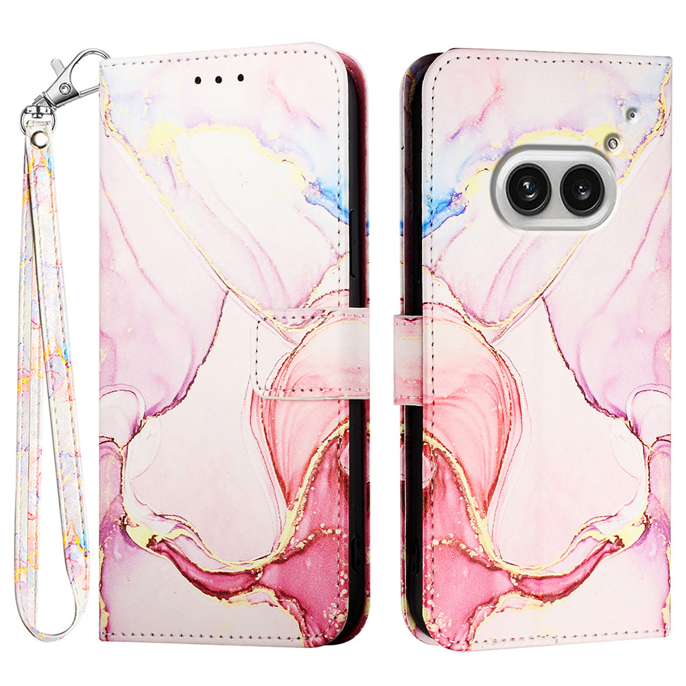 YB Pattern Printing Leather Series-5 For Nothing Phone (2a) Leather Case Wallet Stand Phone Cover - Rose Gold LS005