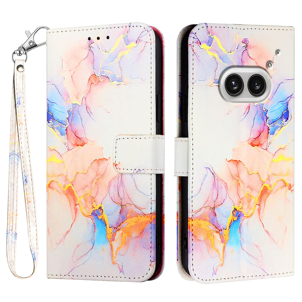 YB Pattern Printing Leather Series-5 For Nothing Phone (2a) Leather Case Wallet Stand Phone Cover - Milky Way Marble White LS004