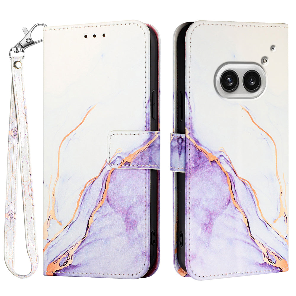 YB Pattern Printing Leather Series-5 For Nothing Phone (2a) Leather Case Wallet Stand Phone Cover - White+Purple LS006