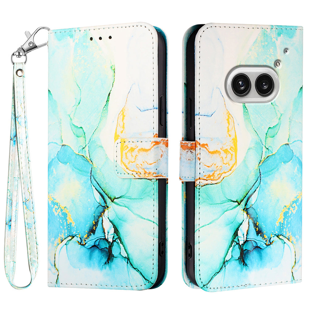 YB Pattern Printing Leather Series-5 For Nothing Phone (2a) Leather Case Wallet Stand Phone Cover - Green LS003