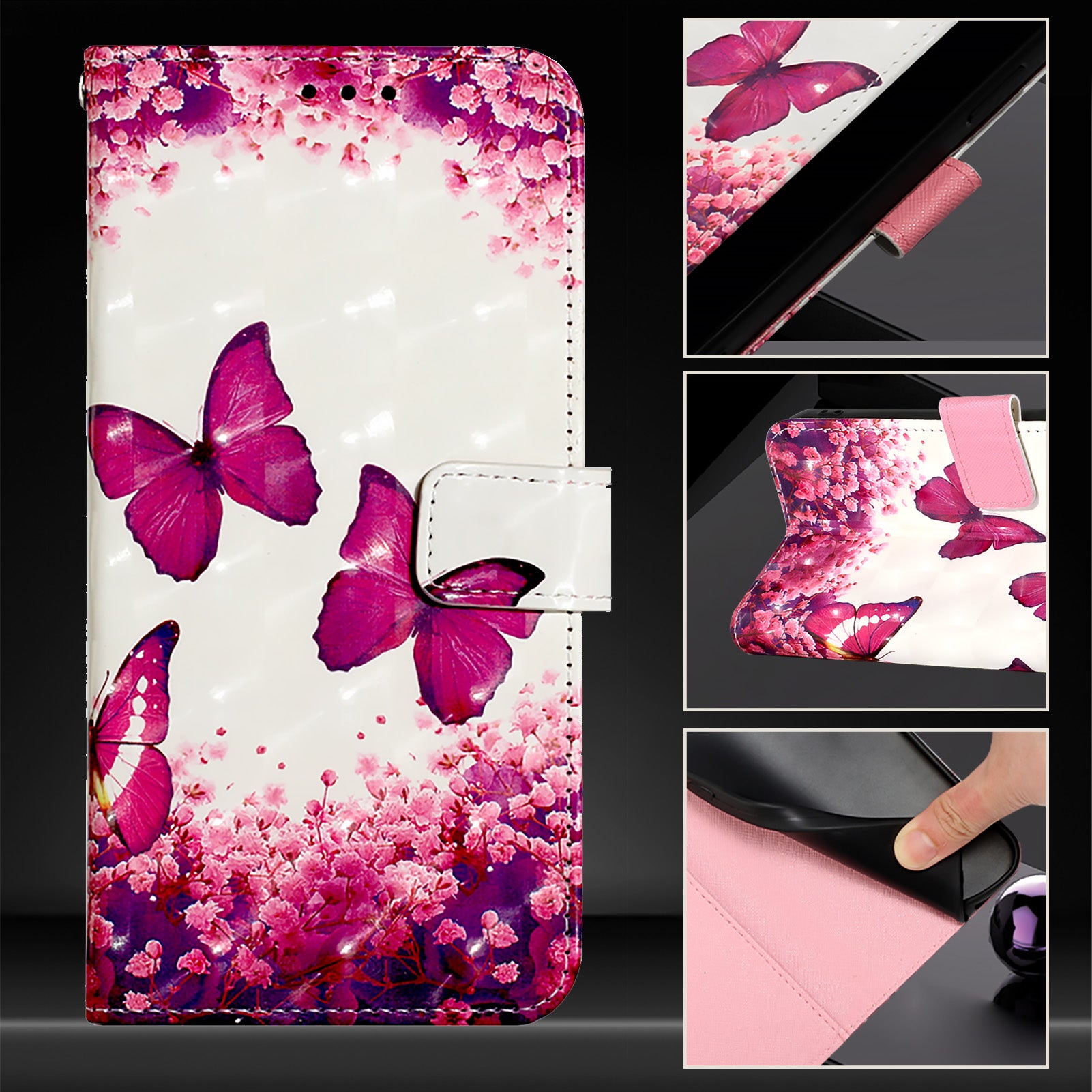 YB Pattern Printing Leather Series-2 For Nothing Phone (2a) Case Leather Phone Cover - Rose Butterflies