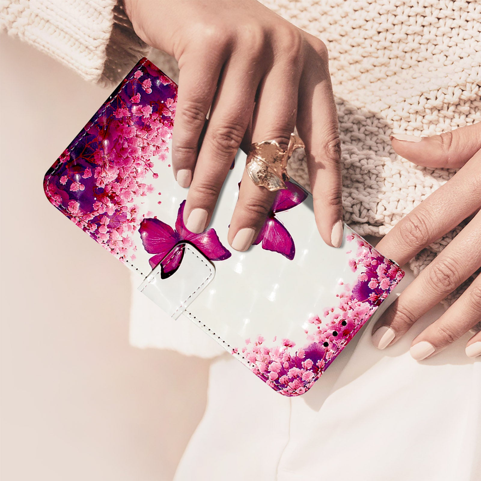 YB Pattern Printing Leather Series-2 For Nothing Phone (2a) Case Leather Phone Cover - Rose Butterflies