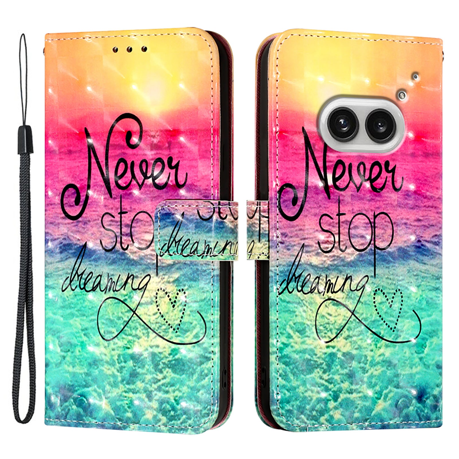 YB Pattern Printing Leather Series-2 For Nothing Phone (2a) Case Leather Phone Cover - Never Stop Dreaming