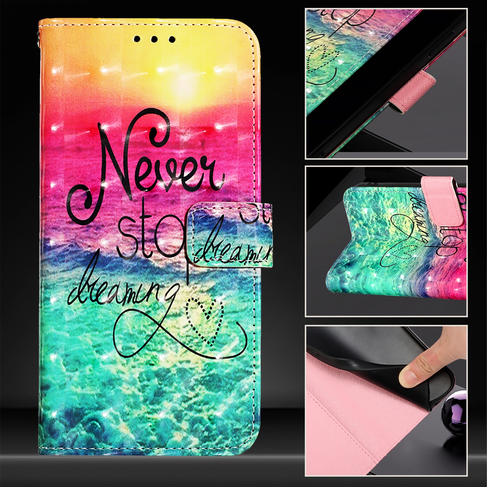 YB Pattern Printing Leather Series-2 For Nothing Phone (2a) Case Leather Phone Cover - Never Stop Dreaming