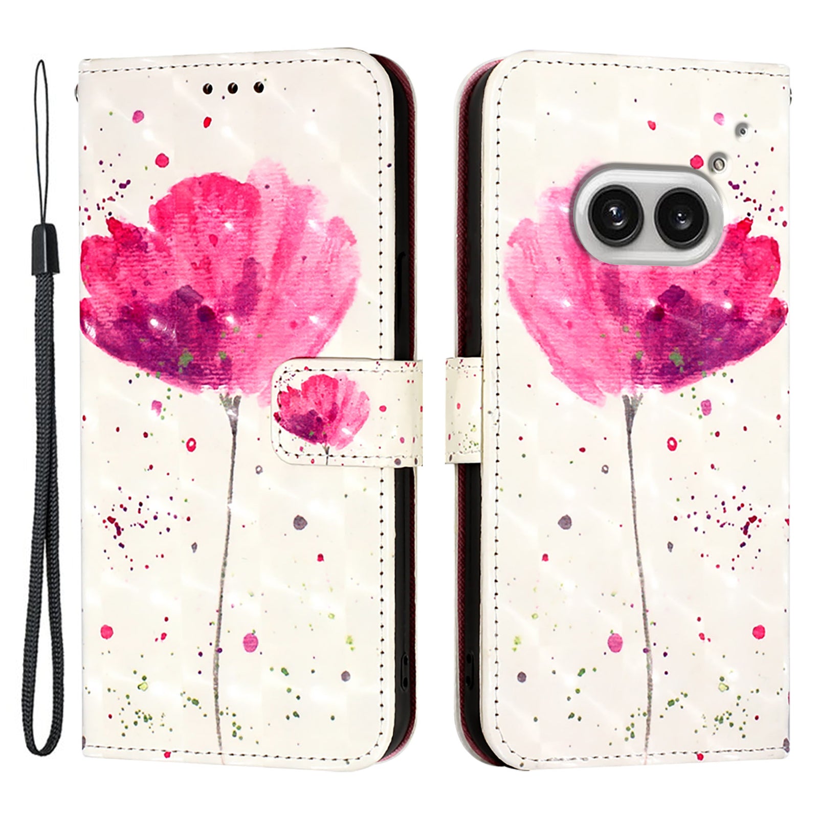 YB Pattern Printing Leather Series-2 For Nothing Phone (2a) Case Leather Phone Cover - Flower