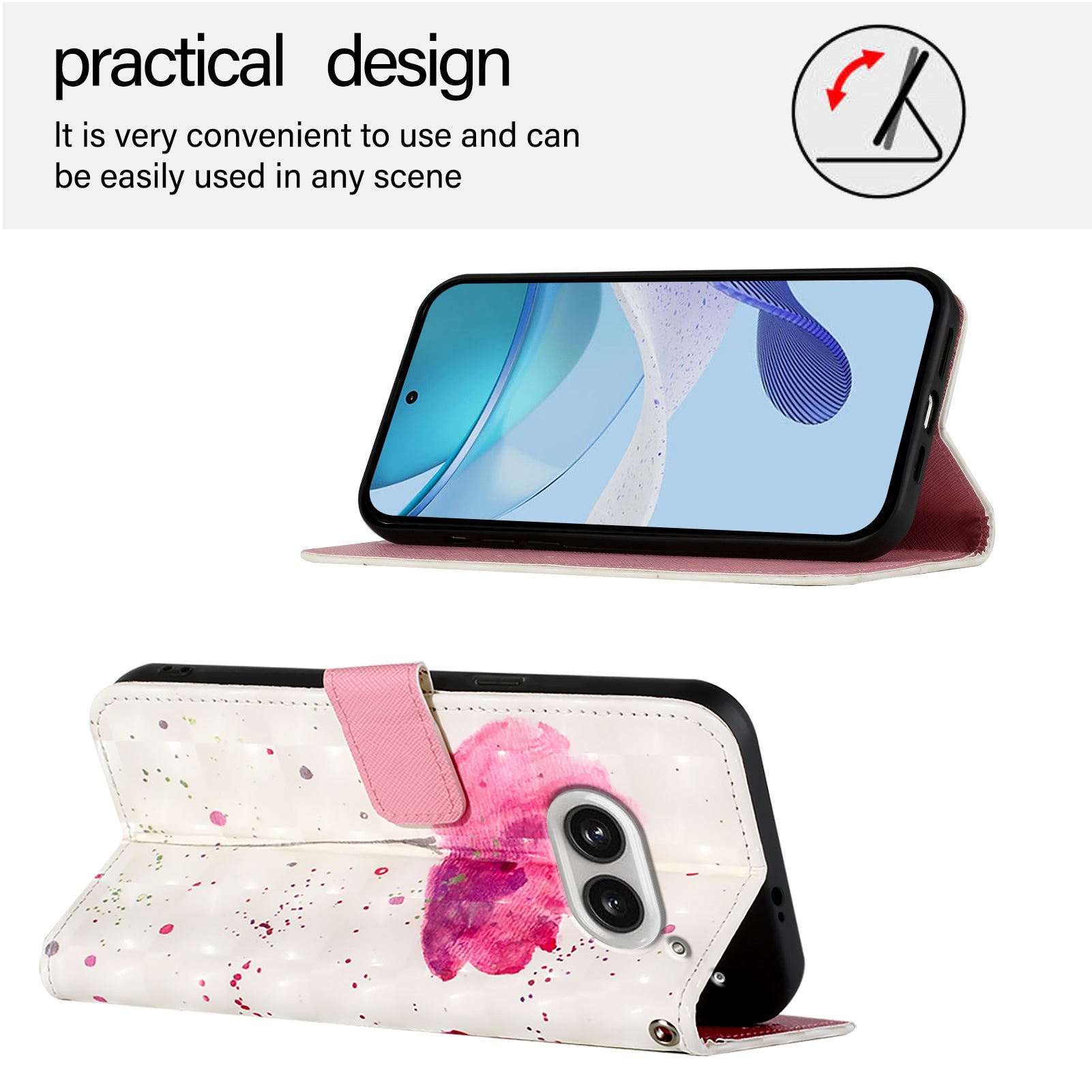 YB Pattern Printing Leather Series-2 For Nothing Phone (2a) Case Leather Phone Cover - Flower