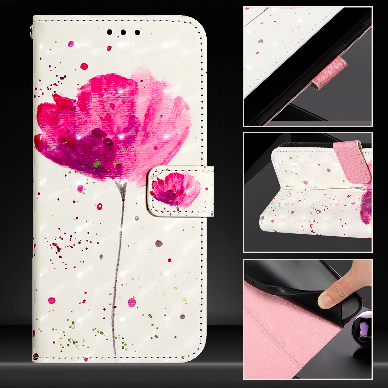 YB Pattern Printing Leather Series-2 For Nothing Phone (2a) Case Leather Phone Cover - Flower