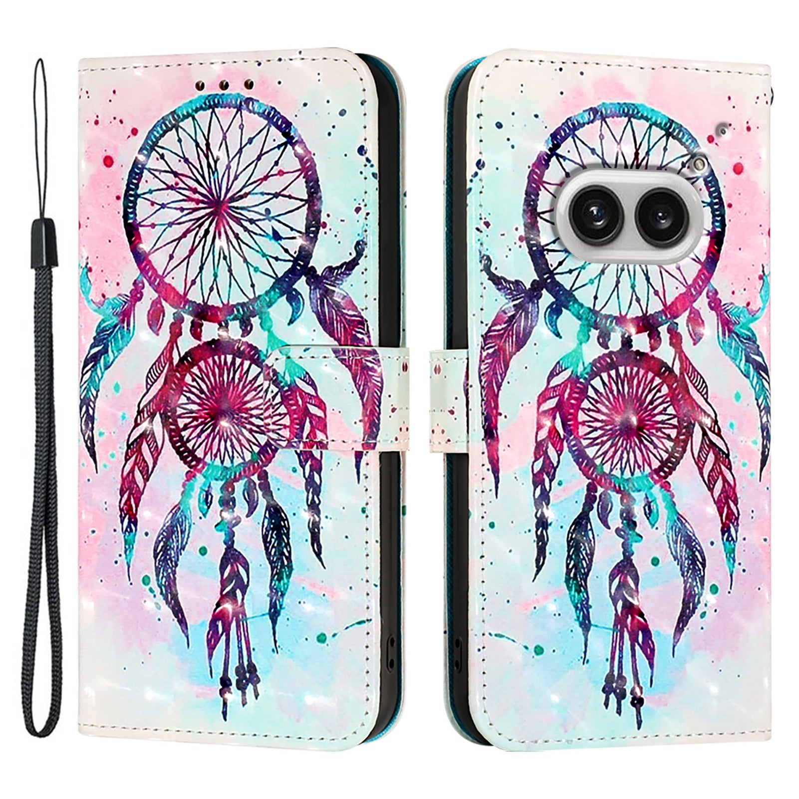 YB Pattern Printing Leather Series-2 For Nothing Phone (2a) Case Leather Phone Cover - Colorful Wind Chime