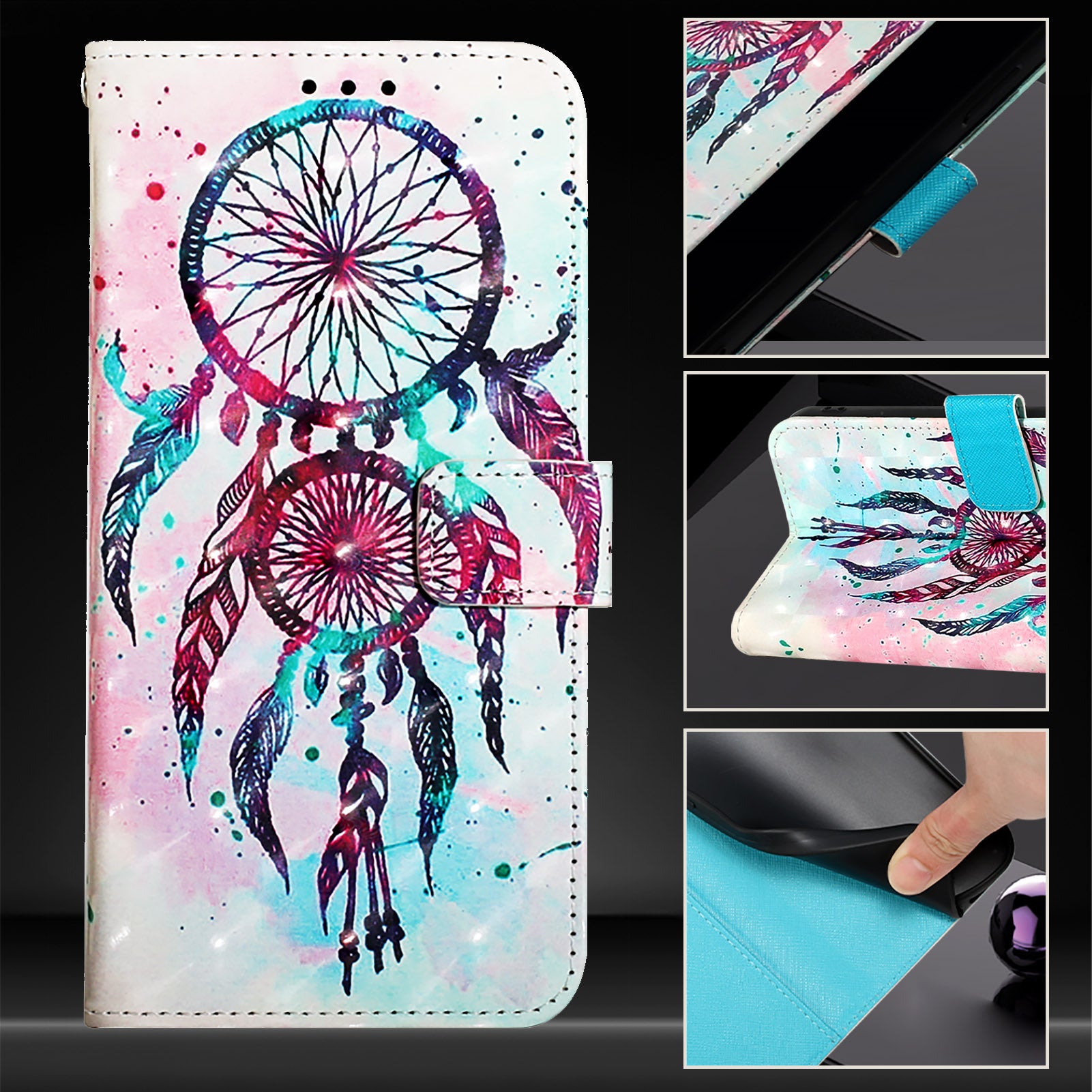 YB Pattern Printing Leather Series-2 For Nothing Phone (2a) Case Leather Phone Cover - Colorful Wind Chime