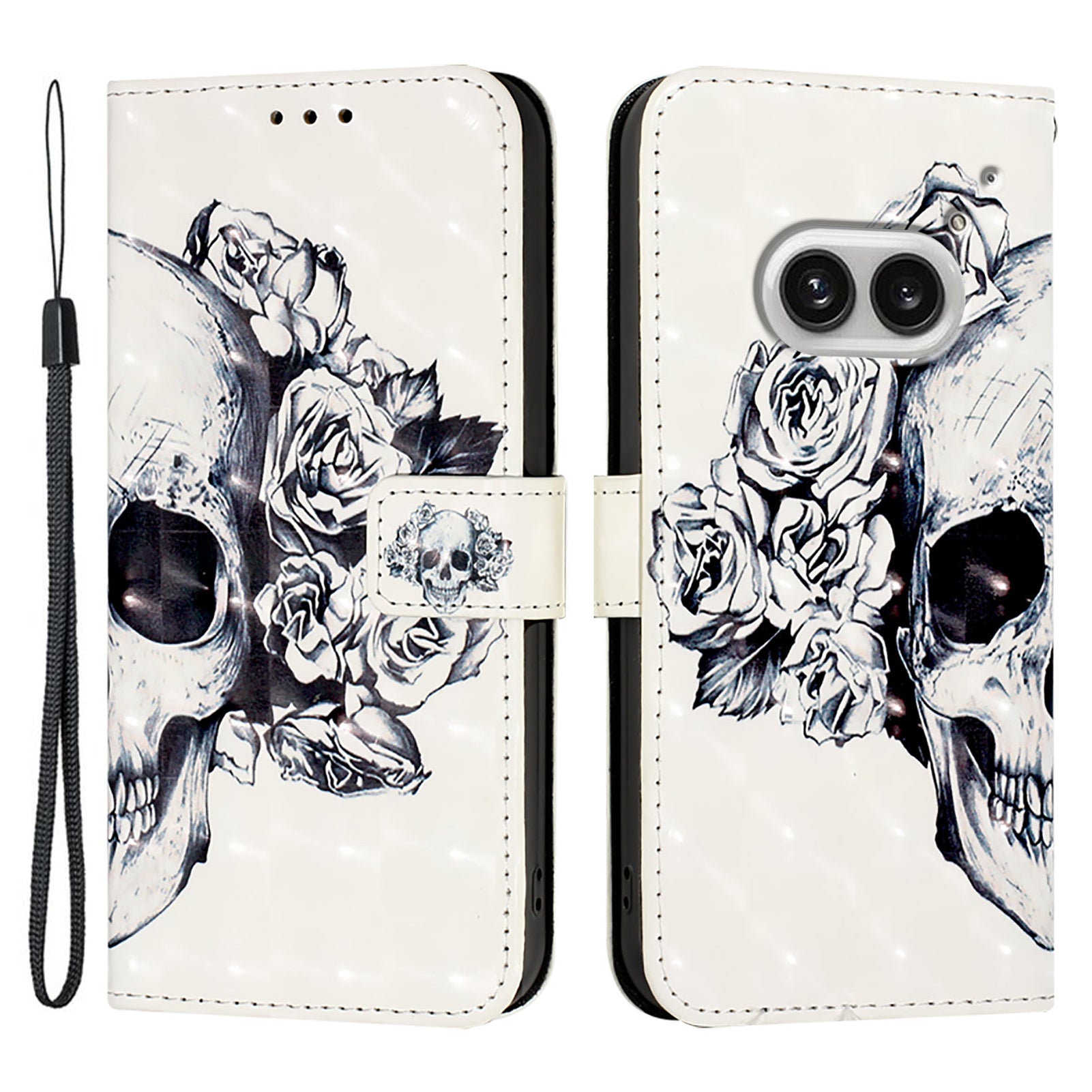 YB Pattern Printing Leather Series-2 For Nothing Phone (2a) Case Leather Phone Cover - Skull