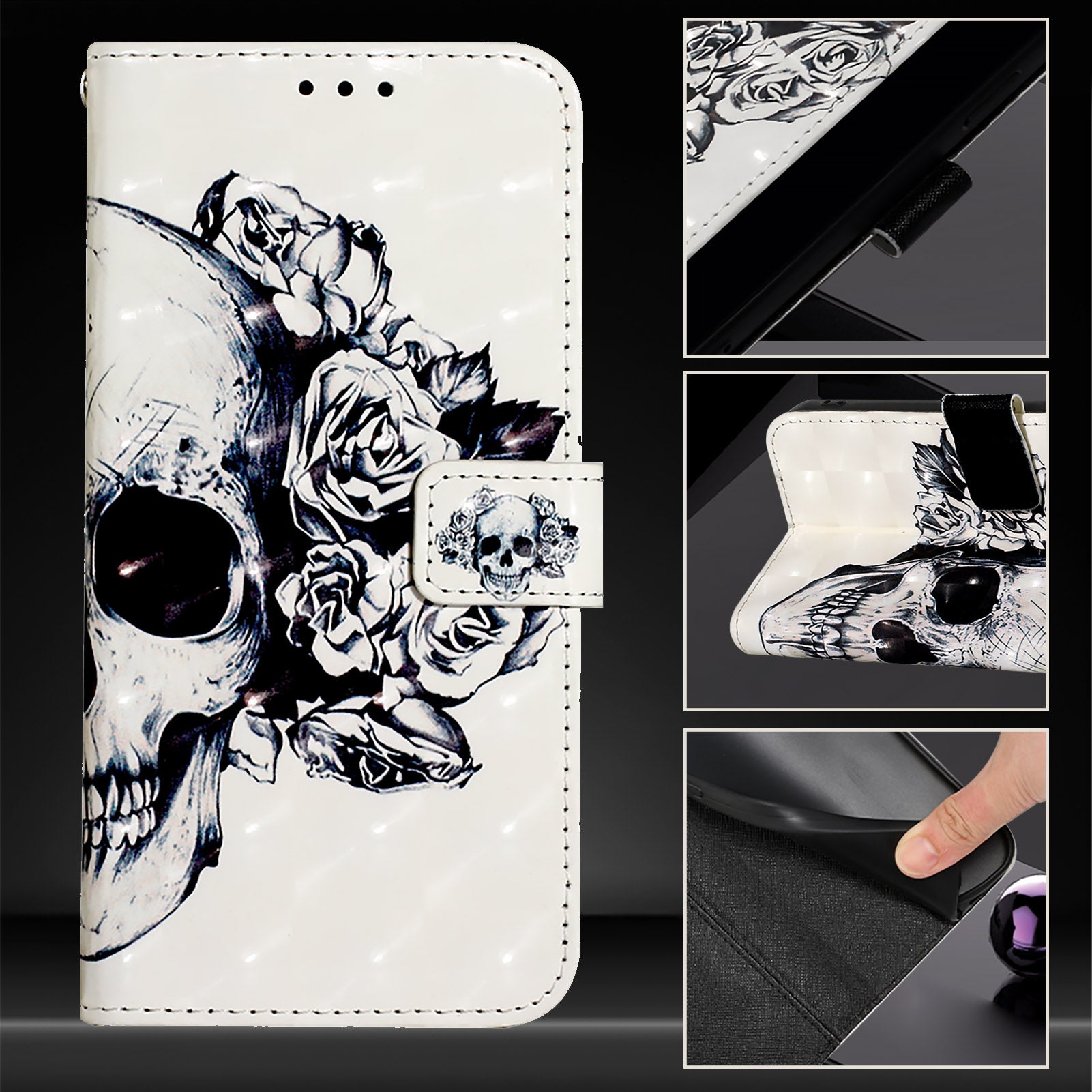 YB Pattern Printing Leather Series-2 For Nothing Phone (2a) Case Leather Phone Cover - Skull