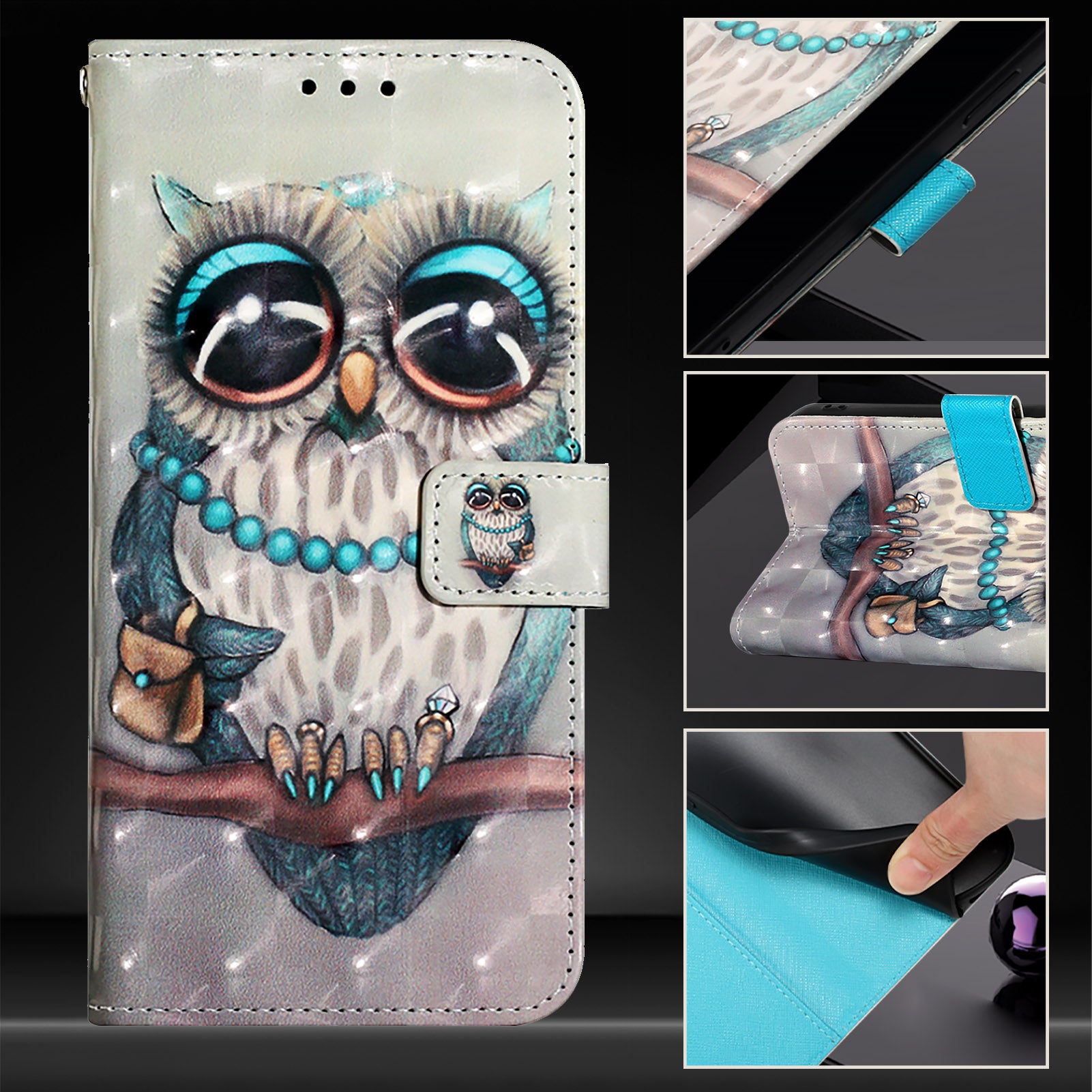 YB Pattern Printing Leather Series-2 For Nothing Phone (2a) Case Leather Phone Cover - Grey Owl