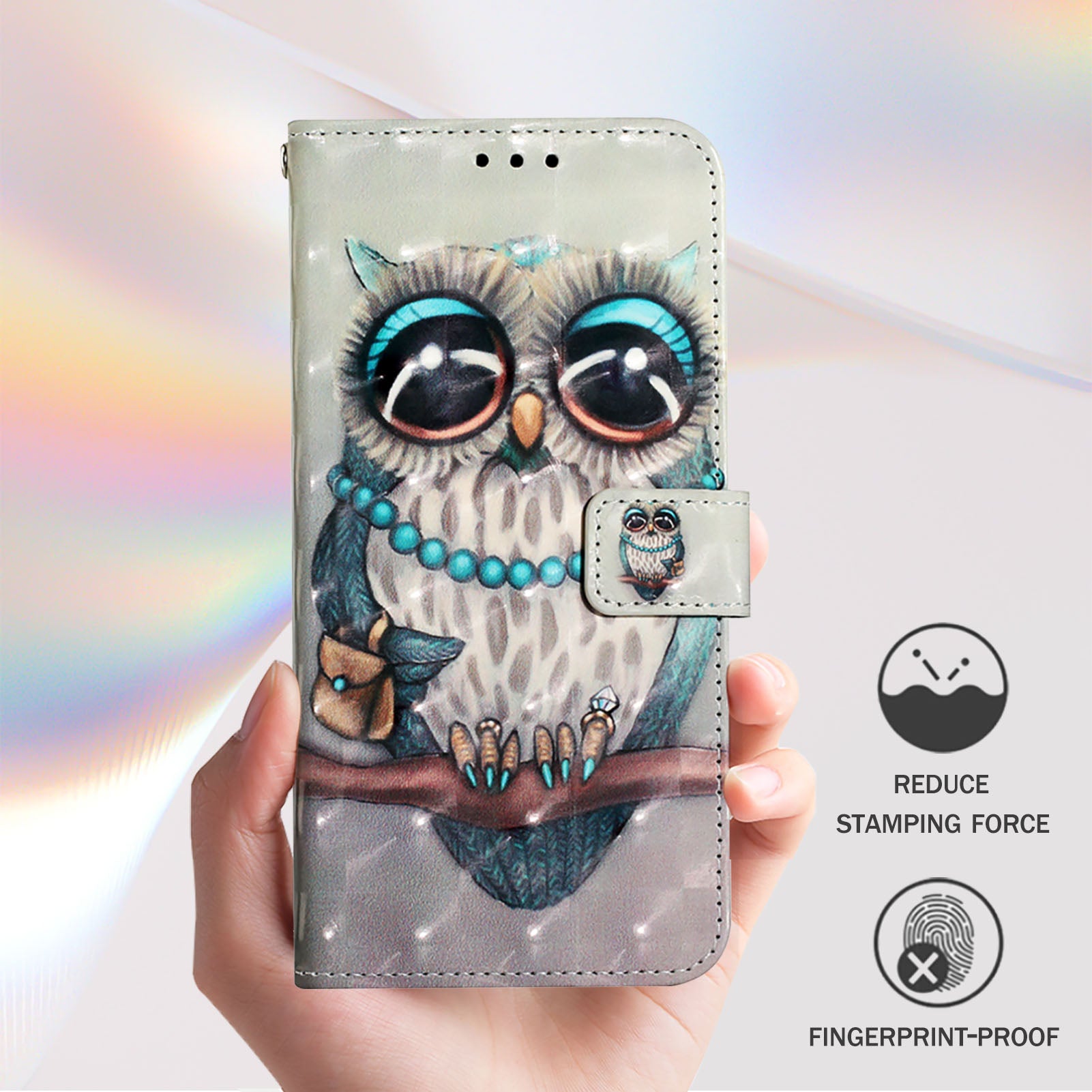 YB Pattern Printing Leather Series-2 For Nothing Phone (2a) Case Leather Phone Cover - Grey Owl