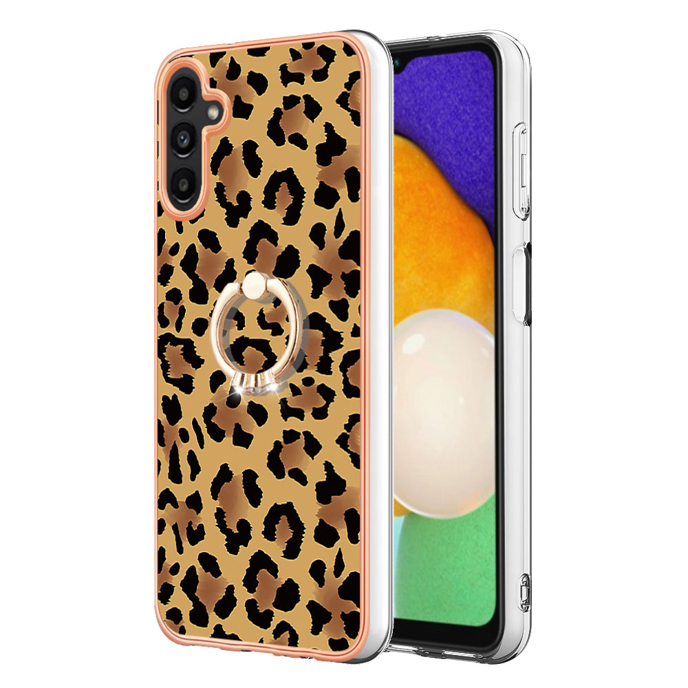 YB IMD Series-20 Style D for Samsung Galaxy A55 5G Case Kickstand 2.0mm TPU Phone Cover - Leopard Print