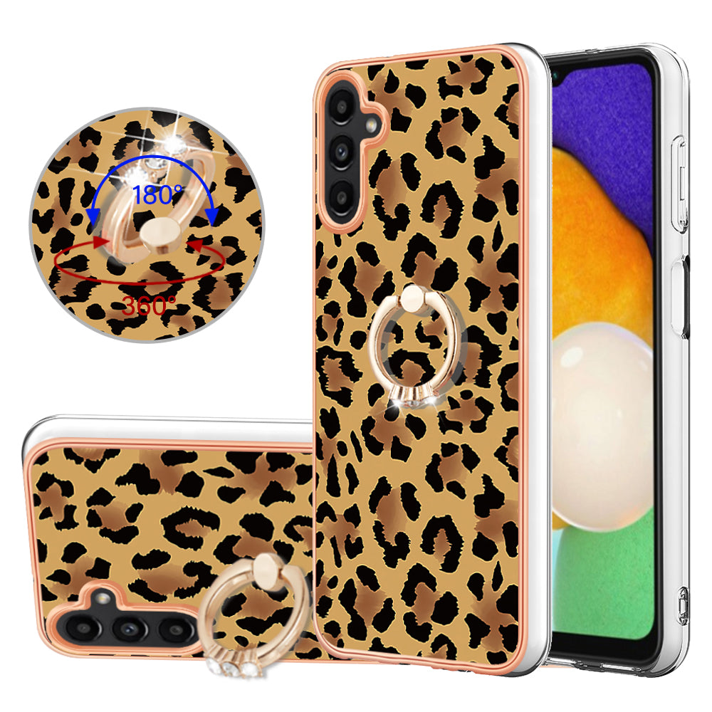 YB IMD Series-20 Style D for Samsung Galaxy A55 5G Case Kickstand 2.0mm TPU Phone Cover - Leopard Print