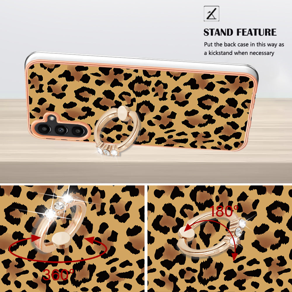 YB IMD Series-20 Style D for Samsung Galaxy A55 5G Case Kickstand 2.0mm TPU Phone Cover - Leopard Print