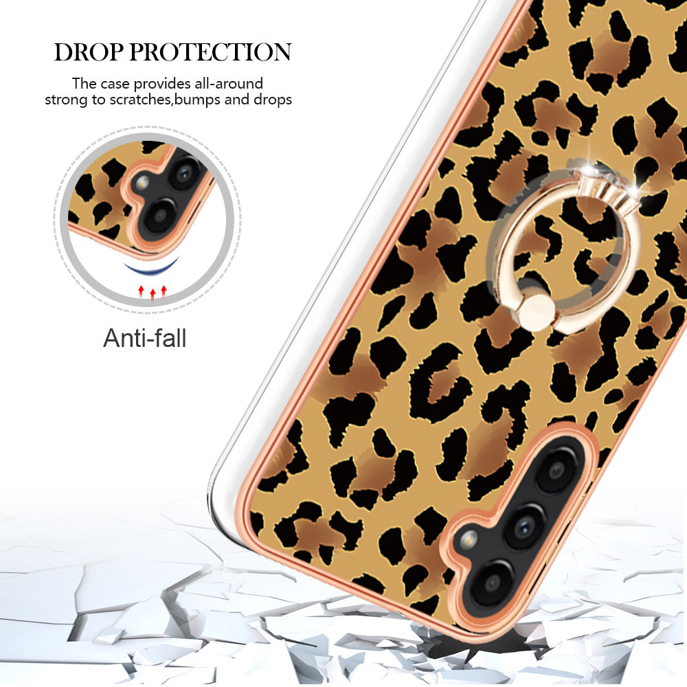 YB IMD Series-20 Style D for Samsung Galaxy A55 5G Case Kickstand 2.0mm TPU Phone Cover - Leopard Print