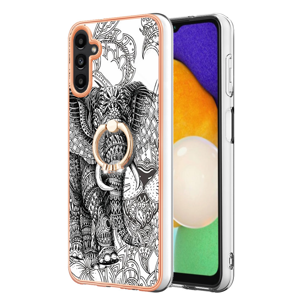 YB IMD Series-20 Style D for Samsung Galaxy A55 5G Case Kickstand 2.0mm TPU Phone Cover - Totem Elephant