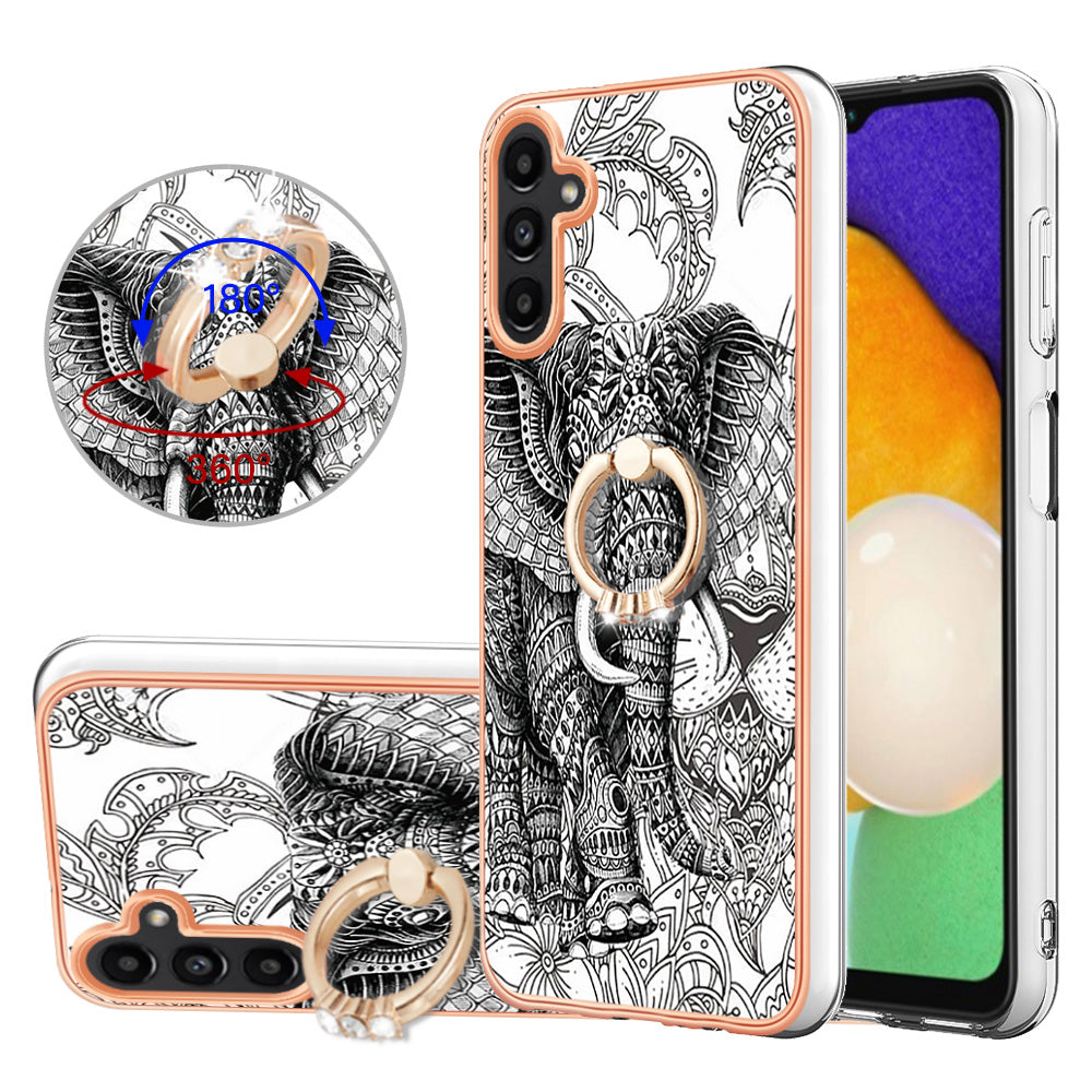 YB IMD Series-20 Style D for Samsung Galaxy A55 5G Case Kickstand 2.0mm TPU Phone Cover - Totem Elephant