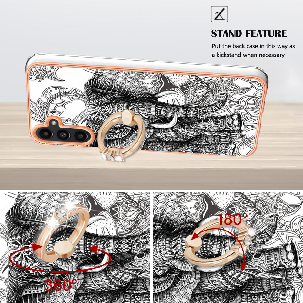 YB IMD Series-20 Style D for Samsung Galaxy A55 5G Case Kickstand 2.0mm TPU Phone Cover - Totem Elephant