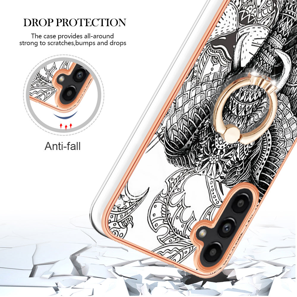 YB IMD Series-20 Style D for Samsung Galaxy A55 5G Case Kickstand 2.0mm TPU Phone Cover - Totem Elephant