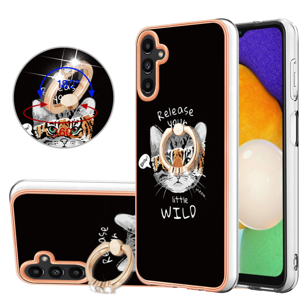 YB IMD Series-20 Style D for Samsung Galaxy A55 5G Case Kickstand 2.0mm TPU Phone Cover - Cat / Tiger