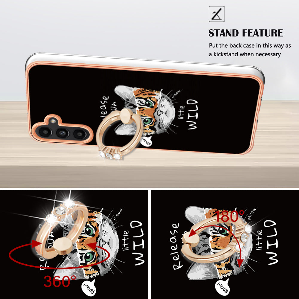 YB IMD Series-20 Style D for Samsung Galaxy A55 5G Case Kickstand 2.0mm TPU Phone Cover - Cat / Tiger