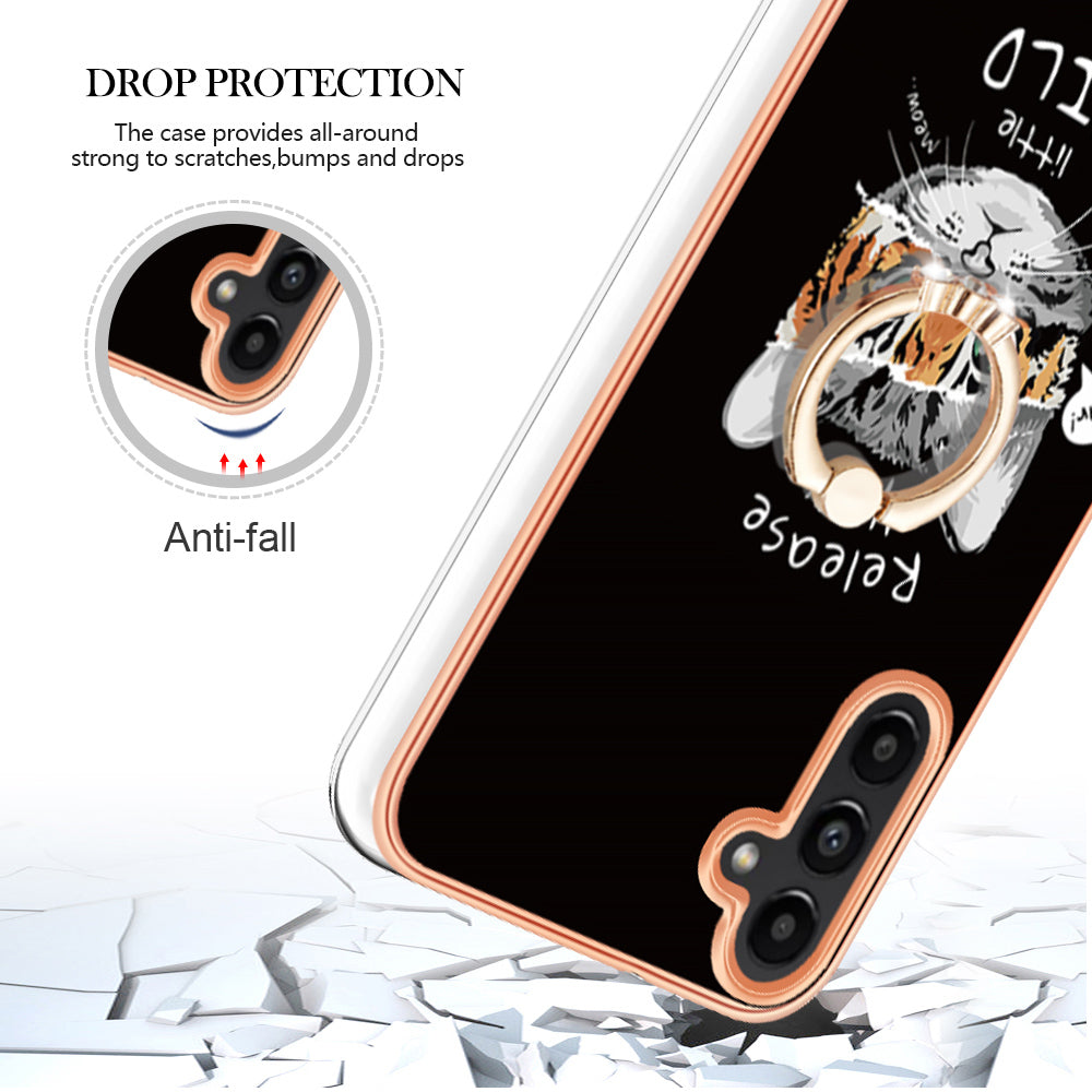 YB IMD Series-20 Style D for Samsung Galaxy A55 5G Case Kickstand 2.0mm TPU Phone Cover - Cat / Tiger