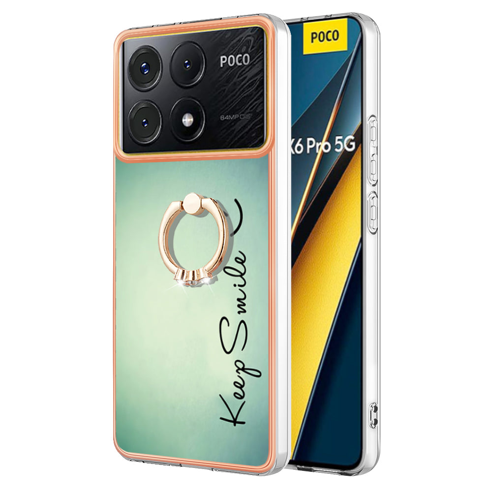 YB IMD Series-20 Style D for Xiaomi Poco X6 Pro 5G / Redmi K70E 5G Case 2.0mm TPU Shelwith Ring Kickstand - Keep Smile