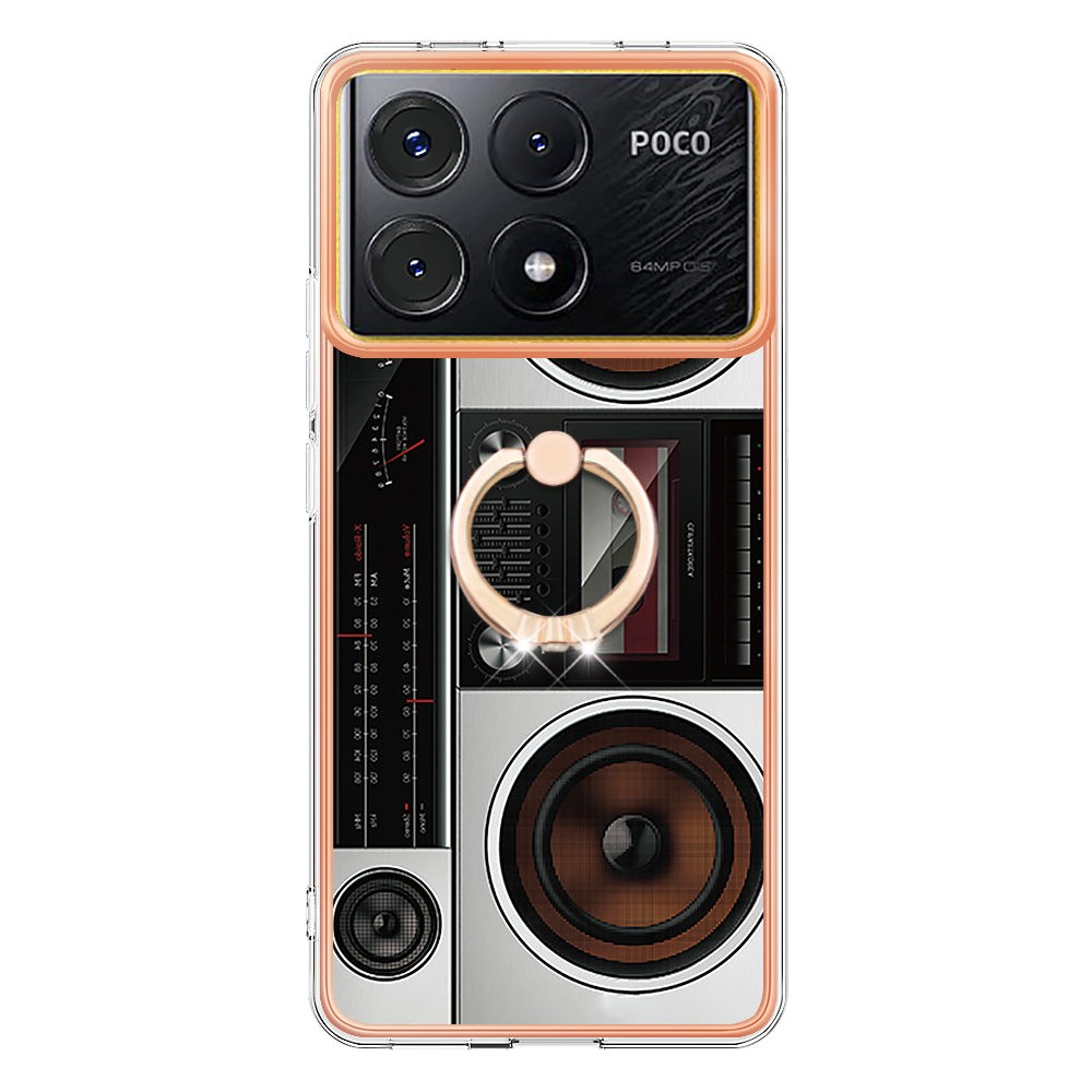 YB IMD Series-20 Style D for Xiaomi Poco X6 Pro 5G / Redmi K70E 5G Case 2.0mm TPU Shelwith Ring Kickstand - Radio