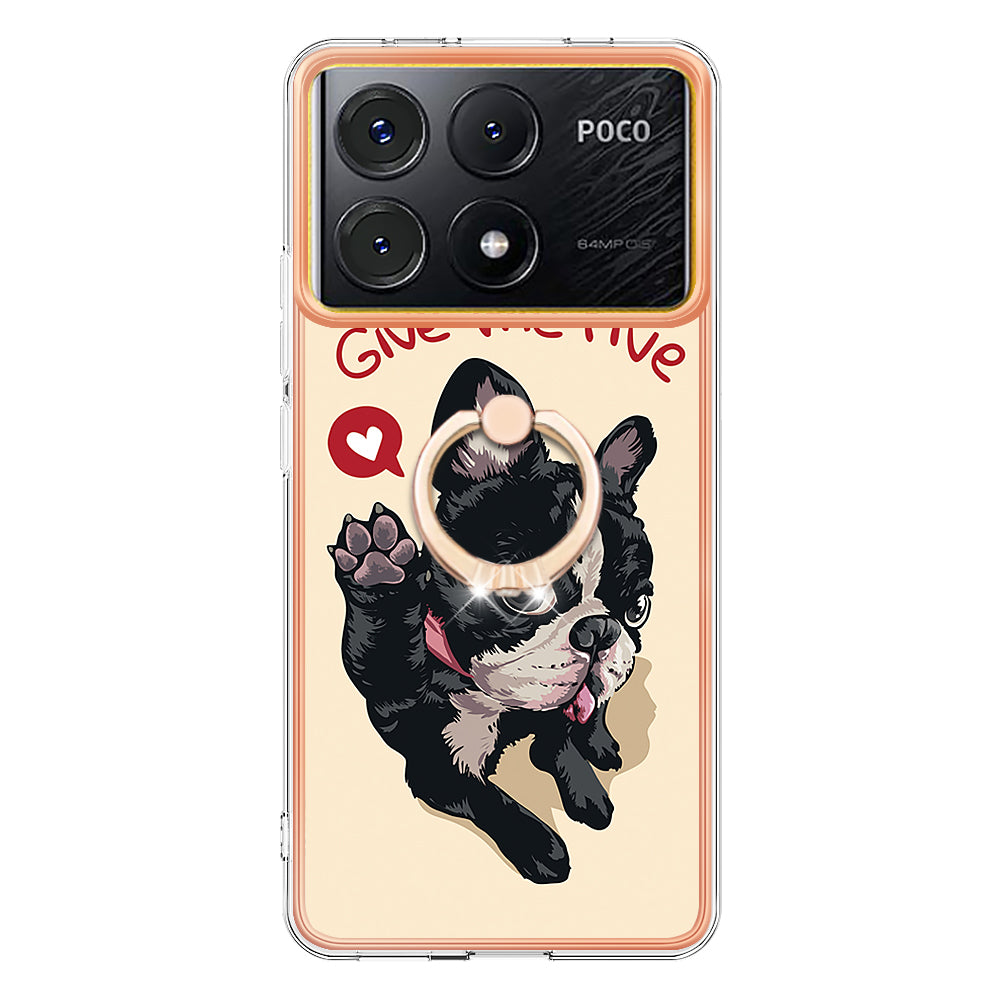 YB IMD Series-20 Style D for Xiaomi Poco X6 Pro 5G / Redmi K70E 5G Case 2.0mm TPU Shelwith Ring Kickstand - Dog