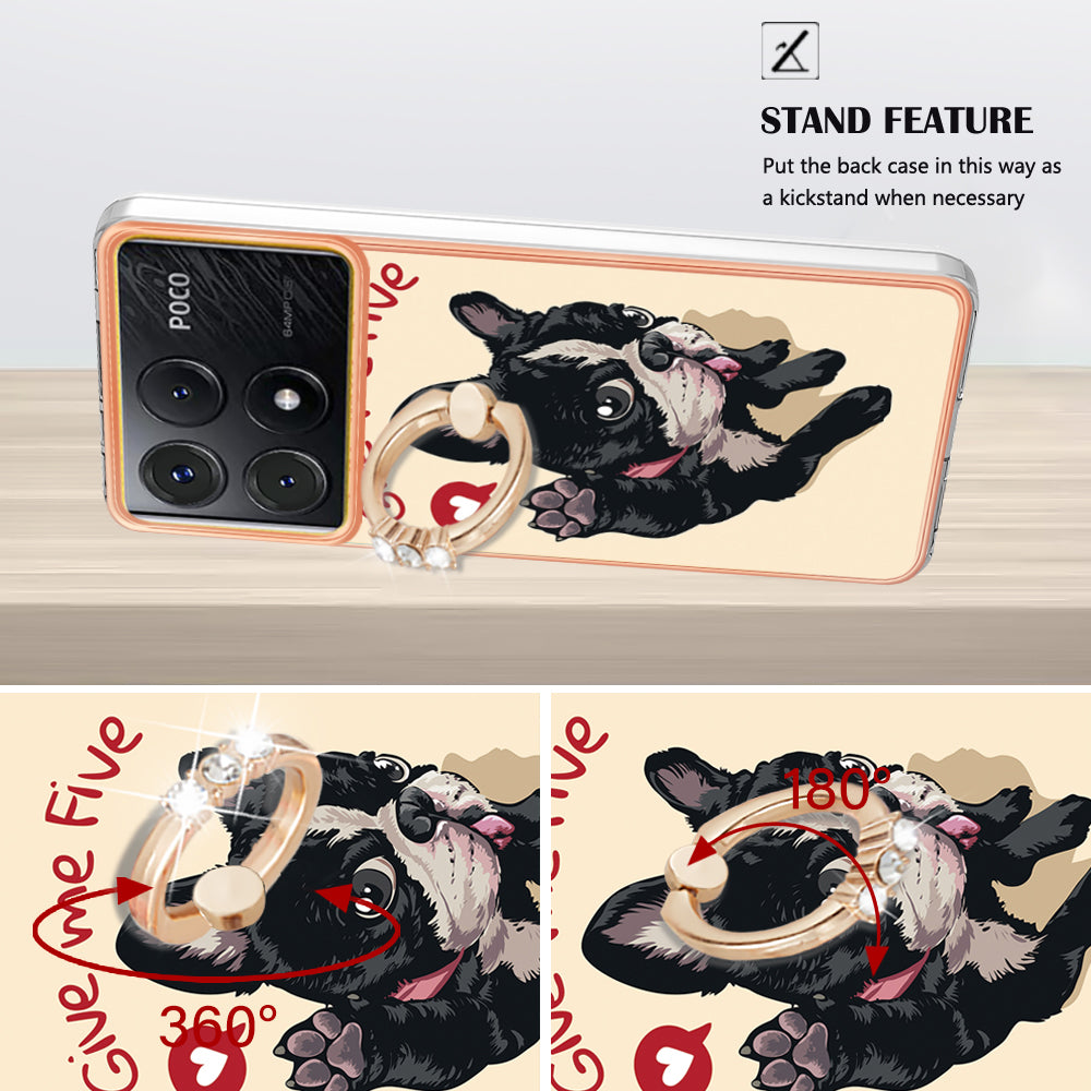 YB IMD Series-20 Style D for Xiaomi Poco X6 Pro 5G / Redmi K70E 5G Case 2.0mm TPU Shelwith Ring Kickstand - Dog