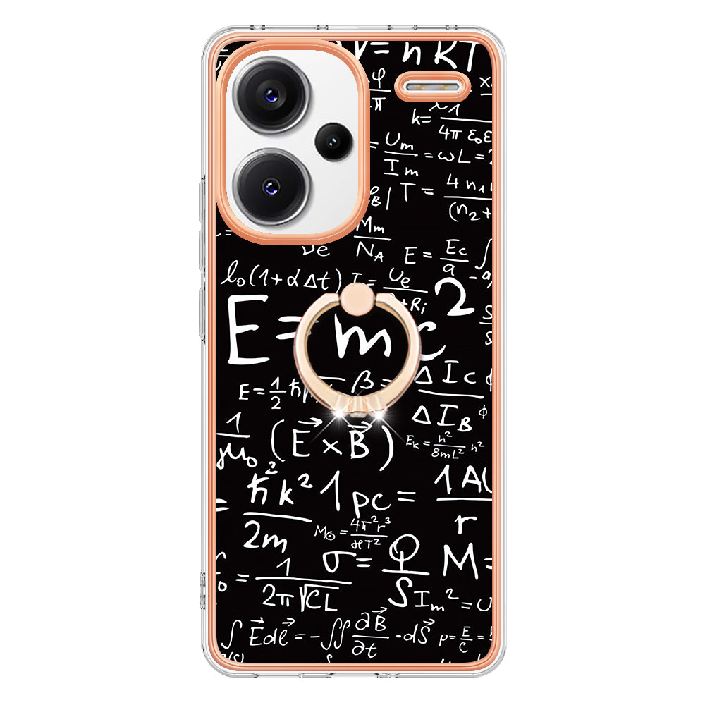 YB IMD Series-20 Style D for Xiaomi Redmi Note 13 Pro+ 5G Case with Ring Holder 2.0mm TPU Gold Edge Phone Cover - Equation